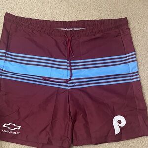 Phillies Maroon and Blue Striped Swim Shorts for men